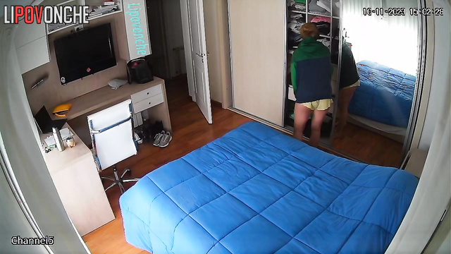 Long-haired blonde texting with her handsome fucker