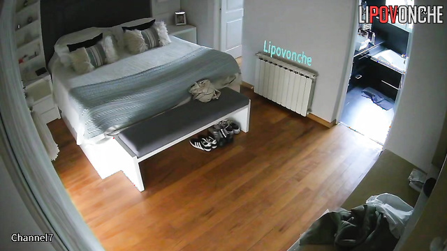Pretty woman in sexy lingerie drying her blonde hair