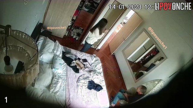 He loves watching how she dresses (bedroom video)