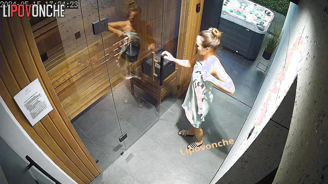 Sauna hot tape - blonde is unaware that she is being watched