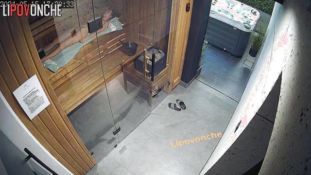 Sauna hot tape - blonde is unaware that she is being watched