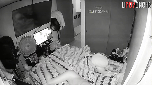 Sleeping people are watched in the bedroom this night