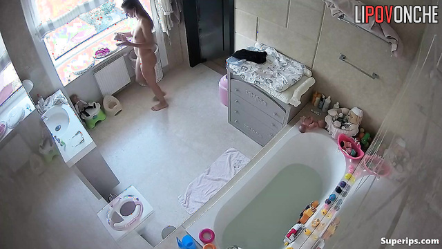 Young skinny goddess taking a bath (she is so gorgeous)