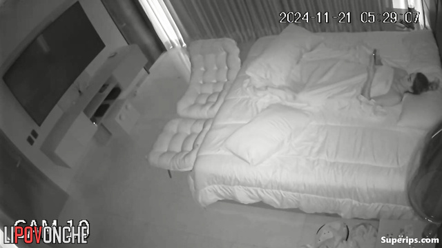 See what girl does alone at night (she has round and firm booty)