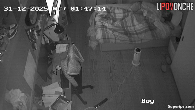 Amateur sex scene from leaked camera in bedroom of young chick and naughty boy
