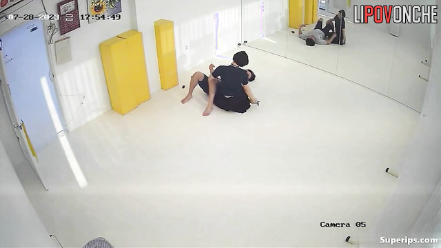 Asian slim girls are bored and having some sexy fun on the gym floor