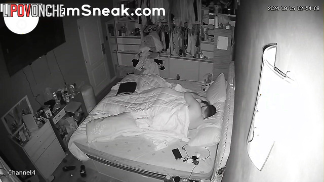 An aroused wife wakes her husband with kisses and offers her ass to his cock