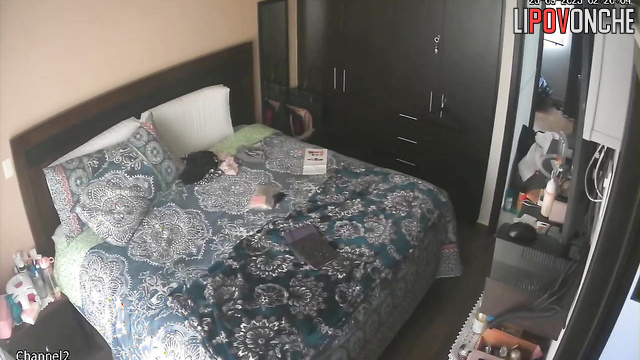 Chubby milf with a huge ass is bored in bed wearing tight panties
