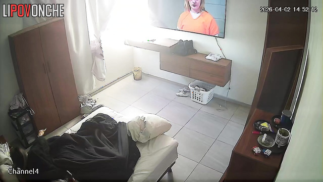 An aroused husband wiggles his erect cock to seduce his attractive wife