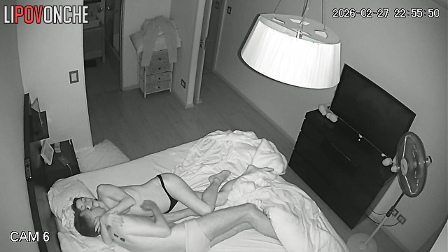 A girl with a sexy body melted under her husband's tender caresses