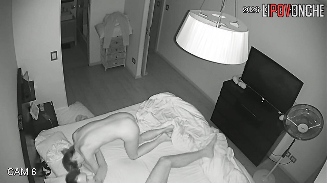 A girl with a sexy body melted under her husband's tender caresses