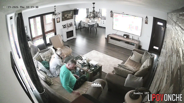 An elderly man takes a break from watching TV to lick his wife's hot pussy