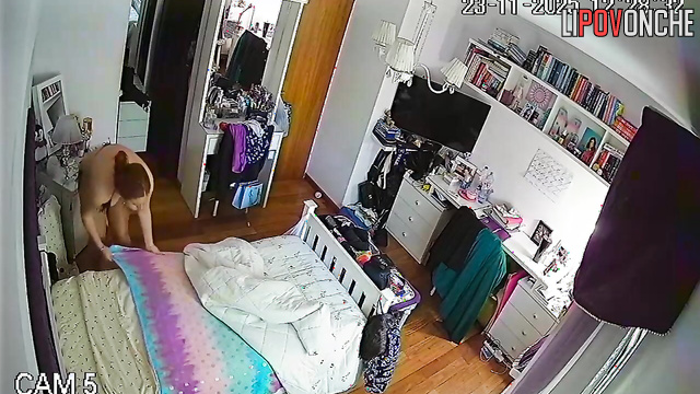 A young girl completely undresses before trying on a new swimsuit