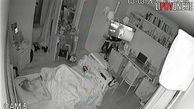 The masturbating beauty managed to pull up her panties before her mom turned around