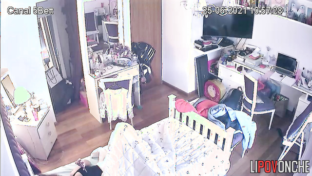 After secretly masturbating, the young girl pulls up her panties