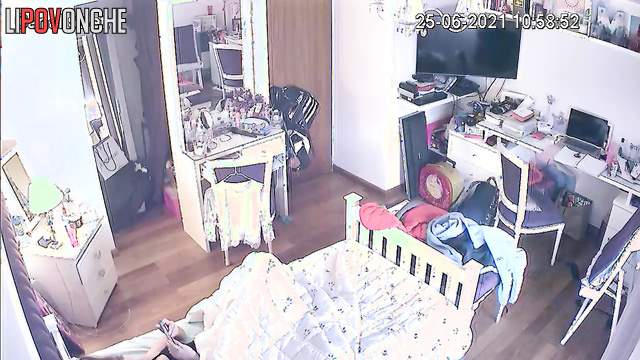 After secretly masturbating, the young girl pulls up her panties