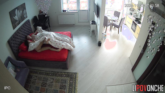 An aroused husband woke up his skinny wife by thrusting his cock into her wet cunt
