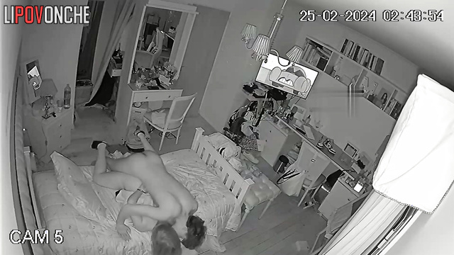 Her red lingerie on her juicy body seduced him so they fucked hard