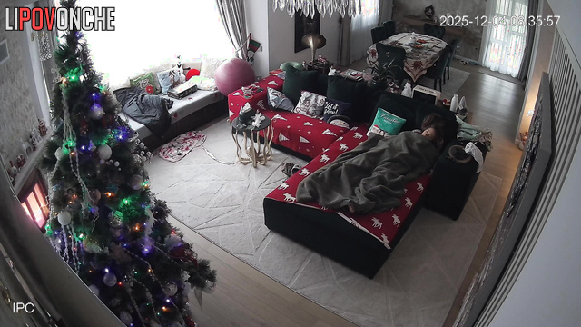 This couple had a lazy winter morning and husband made her gentle massage