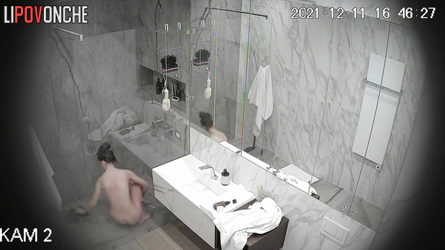 Woman takes a shower but she has no idea that you look at this process