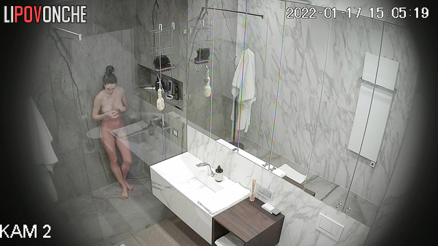 Join this sexy brunette in the shower - and enjoy how sexy she washes body