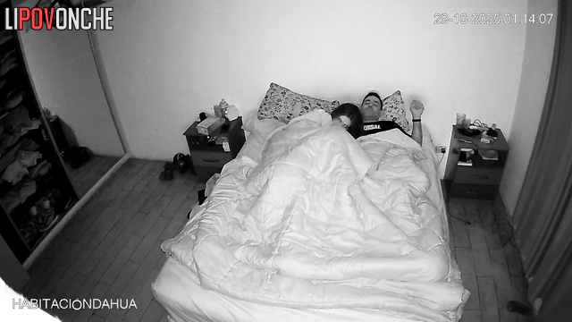A cheerful girl pretends to be fucking her husband while he looks for a condom