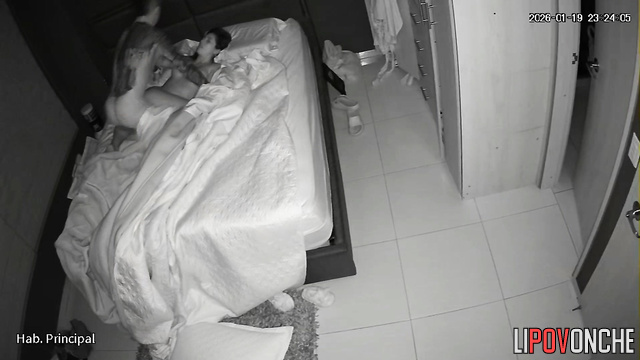 A young wife with a shaved pussy takes great pleasure in her husband's caresses