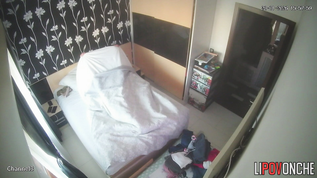 A lustful young brunette got into bed with an older man without any panties on
