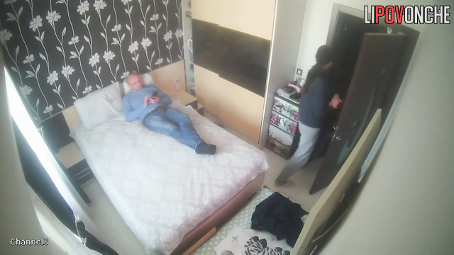 A young, skinny wife bares her ass to seduce her older husband