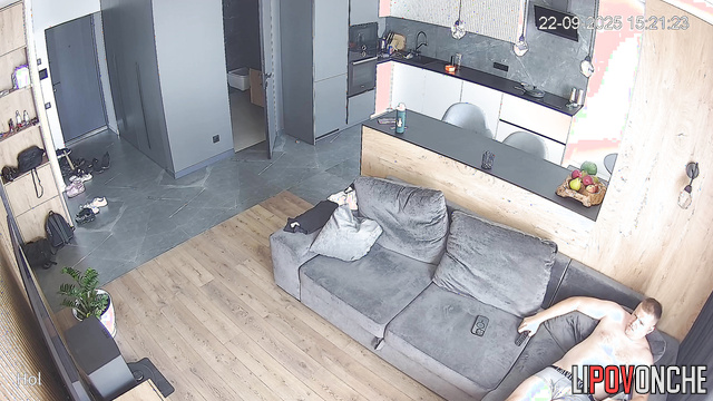 A naked blonde found the clothes she had thrown on the floor before having hot sex