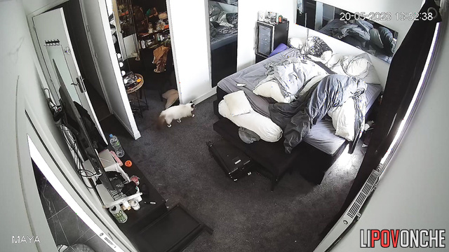 A chubby brunette with a big bare butt won't let her husband into the bedroom
