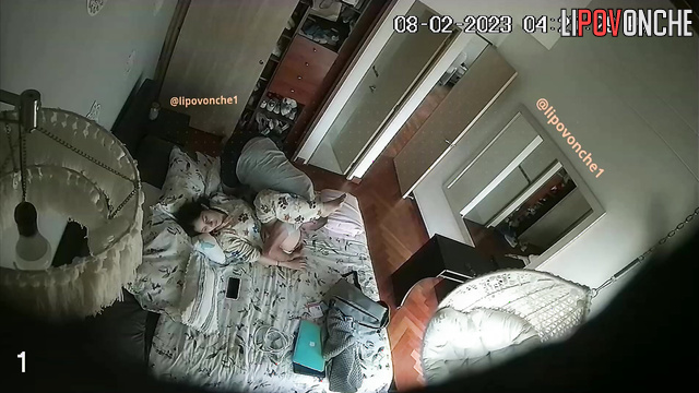 Brunette satisfying herself during kissing with boyfriend