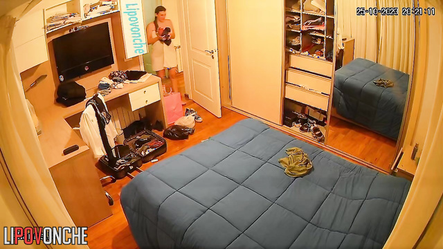 A husband put a hidden camera in the bedroom and filmed his wife naked