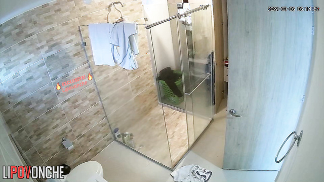 Cute big-breasted hottie takes a shower and changes her clothes