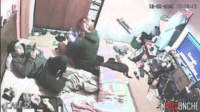 A chubby mommy watches TikTok while giving her husband a blowjob