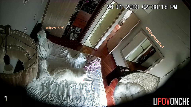 A sexy, slender beauty spreads her legs wide in front of her lustful husband