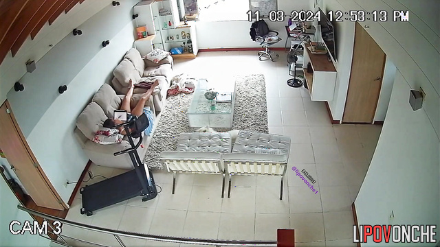 The husband walked over to his bored wife to give her cunt a quick lick