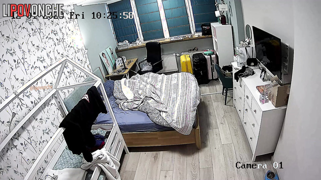 The bedroom camera captured a completely naked mommy with gorgeous, firm breasts