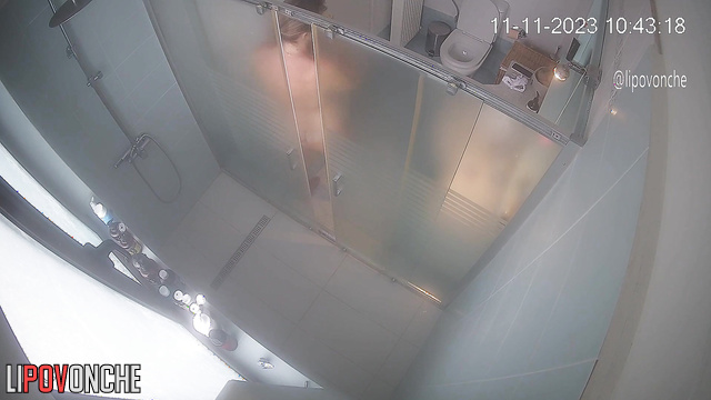 The naked mommy got bored sitting on the toilet, so she went to take a shower