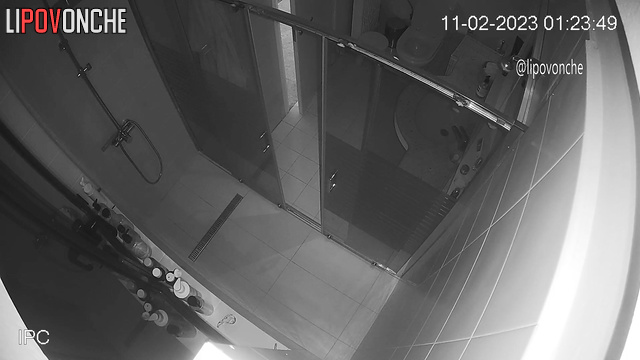 A naked cutie went to the bathroom to poop in the middle of the night