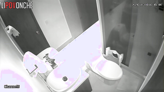 A curly cutie with a sexy ass discovered in the toilet  that her period had started