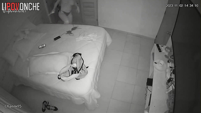 A striking brunette prefers to spend her free time at home naked