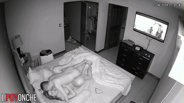 A lustful husband gives his pretty wife an intravaginal massage