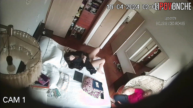 A horny guy is checking out the delicate anus of a young, athletic brunette