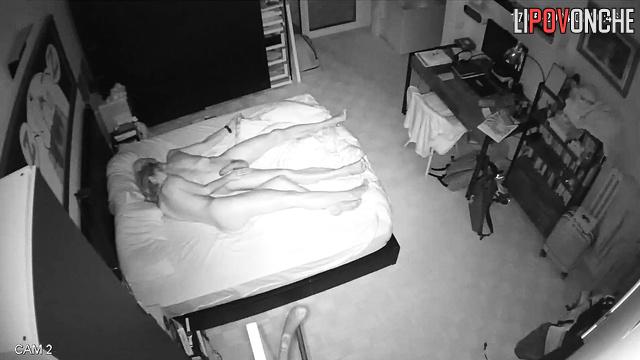 The bald husband loves to caress his wife while she jerks him off