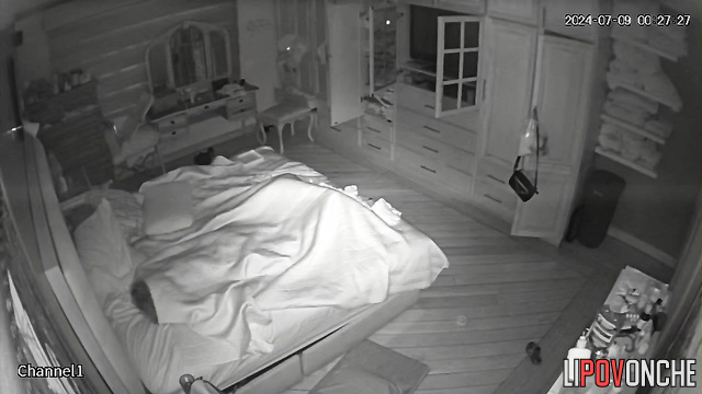 Lady masturbating under the blanket in strange positions