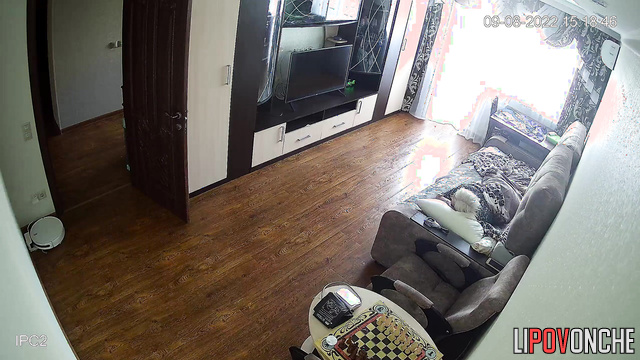 Old gray-haired woman decided to air out all the rooms - hidden cam