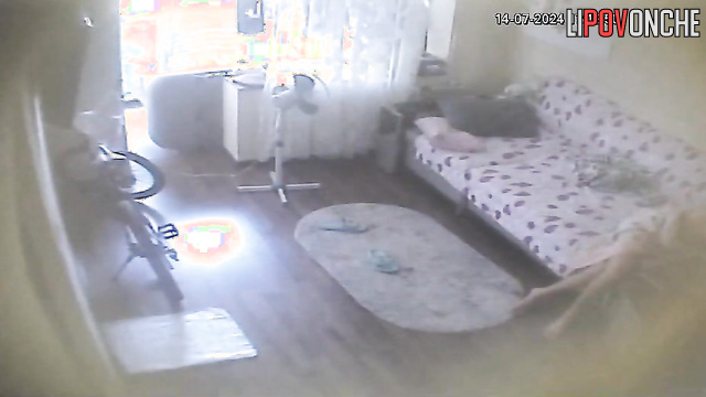 Living room hidden cam - someone decided to spy her private life