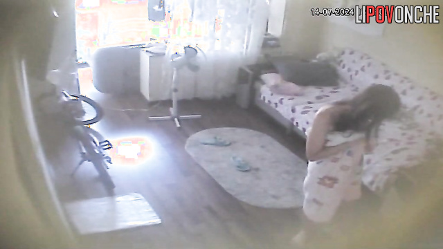 Living room hidden cam - someone decided to spy her private life