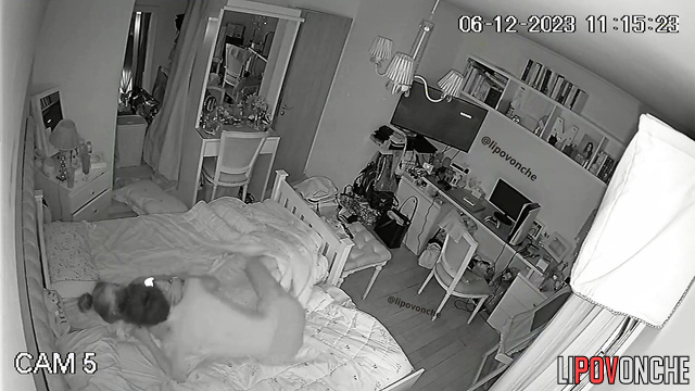 Brother and sister kiss under the blanket while parents are sleeping